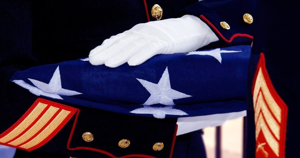 Members of the Marine Corps Honor Guard, during the final flag folding ceremony.