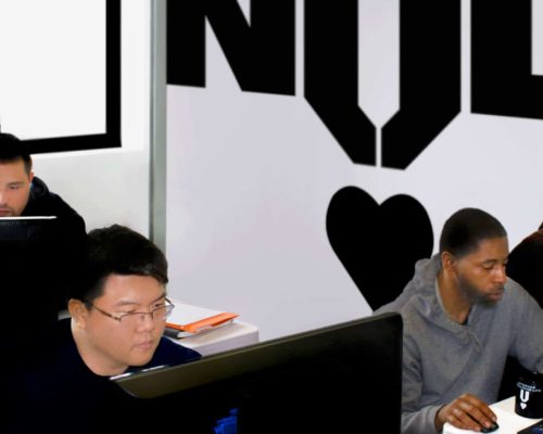 Seen above-right, is Aaron during his OSHA certification exam.