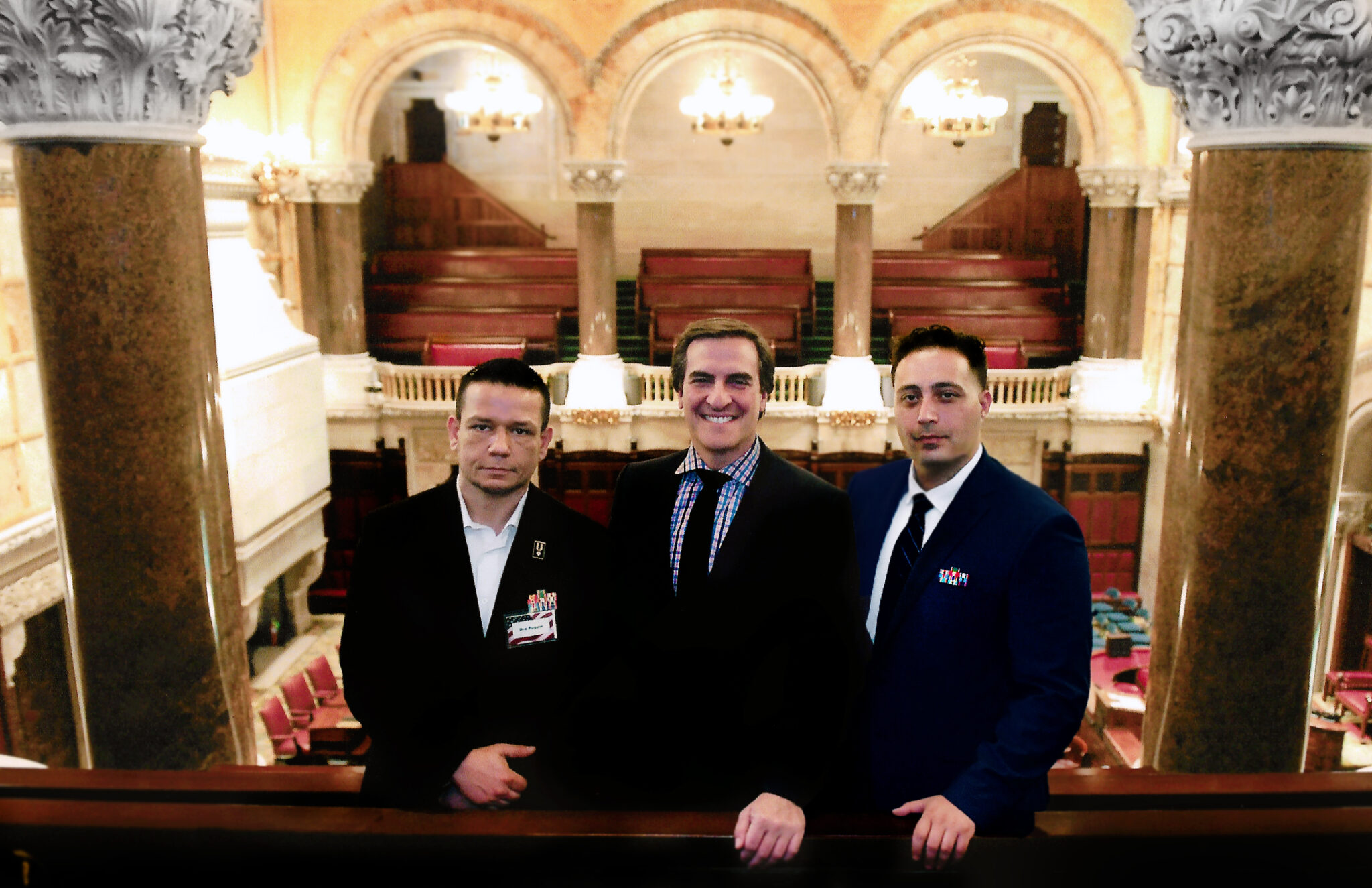 New York State Senate Senator Michael Gianaris, inducted Dre Popow of Veterans Rebuilding Life into the Veterans Hall of Fame, at the state's capital building in Albany.