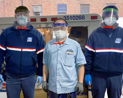 Queens County Postal Workers workers received 250 PET-G face shields