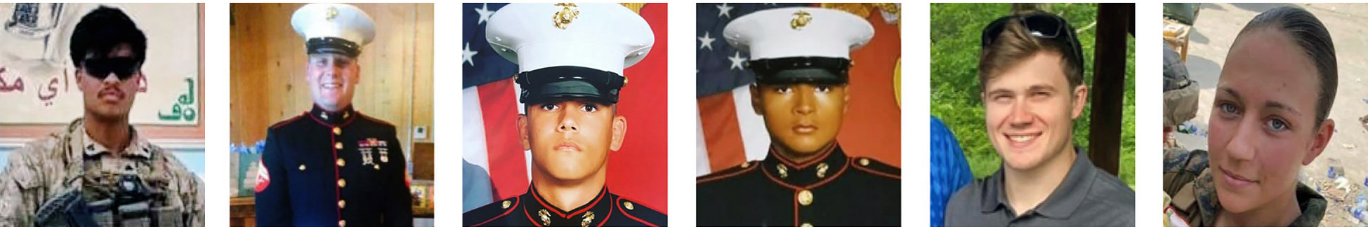 The Fallen: Lance Cpl. David Lee Espinosa, Sgt. Nicole L. Gee, Lance Cpl. Kareem Nikoul, Staff Sgt. Ryan Knauss, Cpl. Humberto Sanchez, Cpl. Hunter Lopez, Corpsman Maxton W. Soviak, Lance Cpl. Dylan Merola,Sgt. Johnny Rosario Pichardo, Cpl. Daegan Page, Staff Sgt. Darin T. Hoover, Cpl. Rylee McCollum, Lance Cpl. Jared Schmitz The Fallen: Lance Cpl. David Lee Espinosa, Sgt. Nicole L. Gee, Lance Cpl. Kareem Nikoul, Staff Sgt. Ryan Knauss, Cpl. Humberto Sanchez, Cpl. Hunter Lopez, Corpsman Maxton W. Soviak, Lance Cpl. Dylan Merola,Sgt. Johnny Rosario Pichardo, Cpl. Daegan Page, Staff Sgt. Darin T. Hoover, Cpl. Rylee McCollum, Lance Cpl. Jared Schmitz