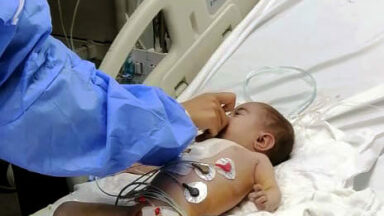 Baby Farah under medical observation at the hospital's intensive care unit.