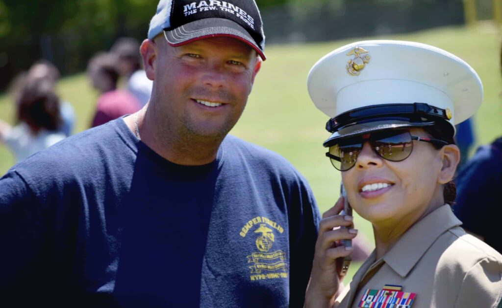From left: Marine Corps Veterans: Mark Ruf, and Parra, of the 6th Communication Battalion, Alpha Company.