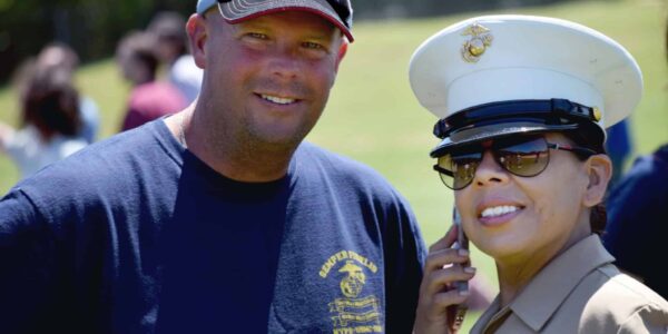 From left: Marine Corps Veterans: Mark Ruf, and  Parra, of the 6th Communication Battalion, Alpha Company.