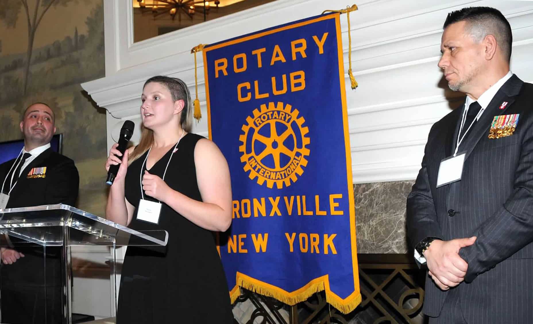 Program Director Damia December representing Veterans Rebuilding Life at the Rotary's annual gala.