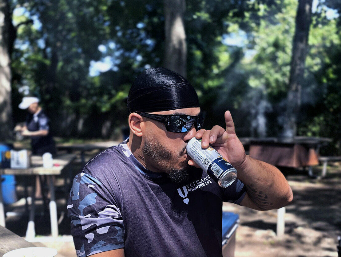 Marine Veteran: Herberto Pagan, at this year's Veterans Rebuilding Life camping trip, in Wildwood State Park, NY.