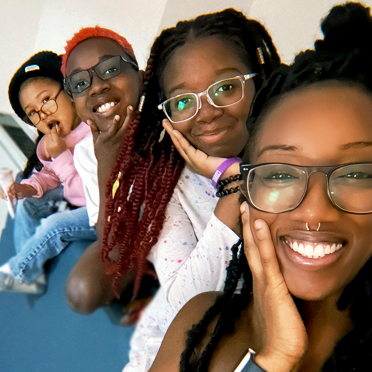 Marine Corps Veteran Linda Wilks and her three children at VRL headquarters in Queens, NY.