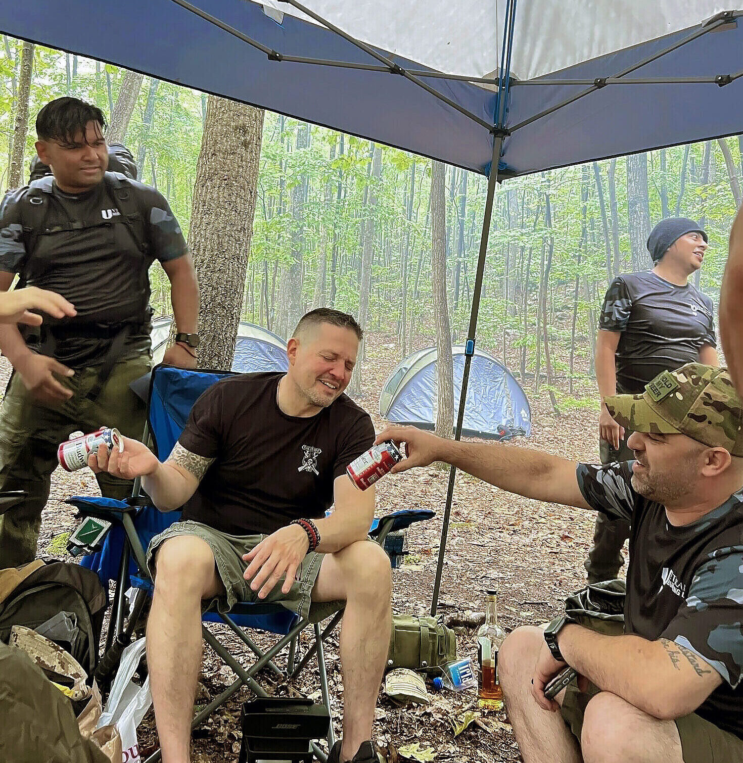 Veterans establish camp near the Wildcat Shelter on the Appalachian Trail.