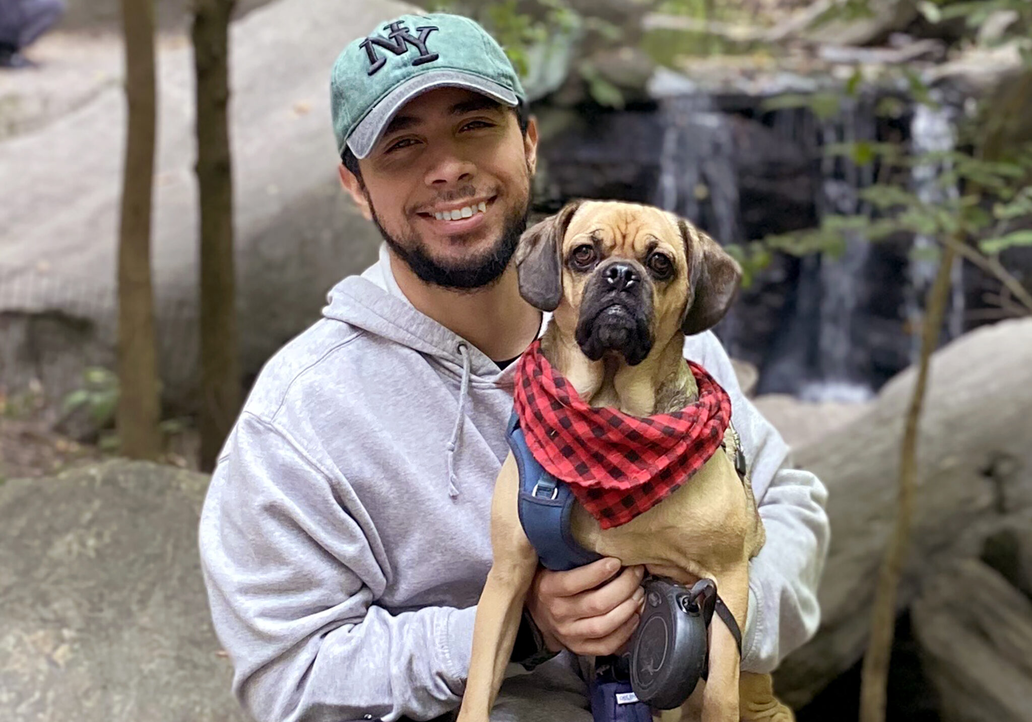 Army Veteran: Javier Gonzalez, seen here with his best friend in Central Park, NY. Army Veteran: Javier Gonzalez, seen here with his best friend in Central Park, NY.