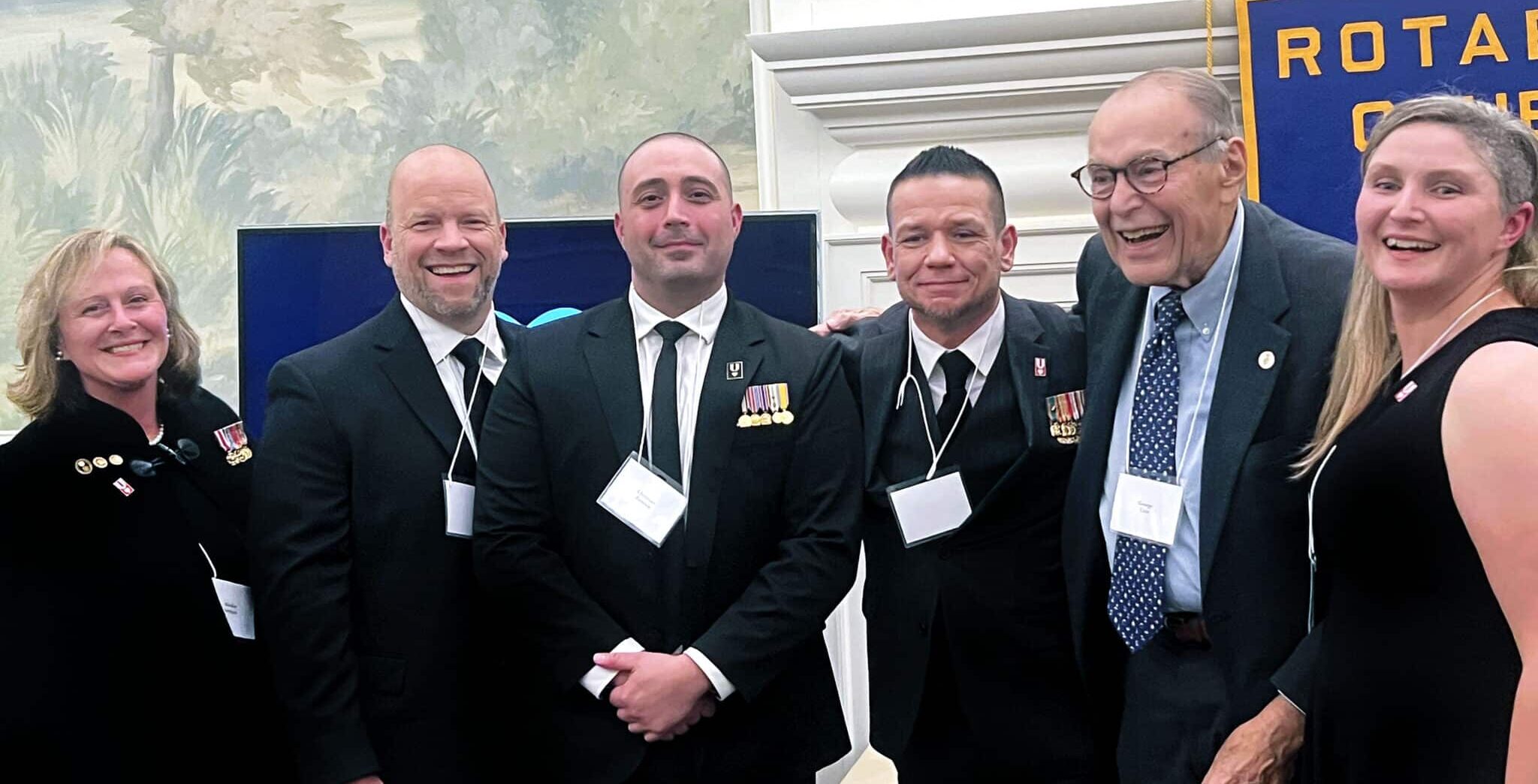 From left: Marikay Satryano, Bill Vallely, Christian Zamora, Dre Popow, George Unis, and Damia December of Veterans Rebuilding Life.