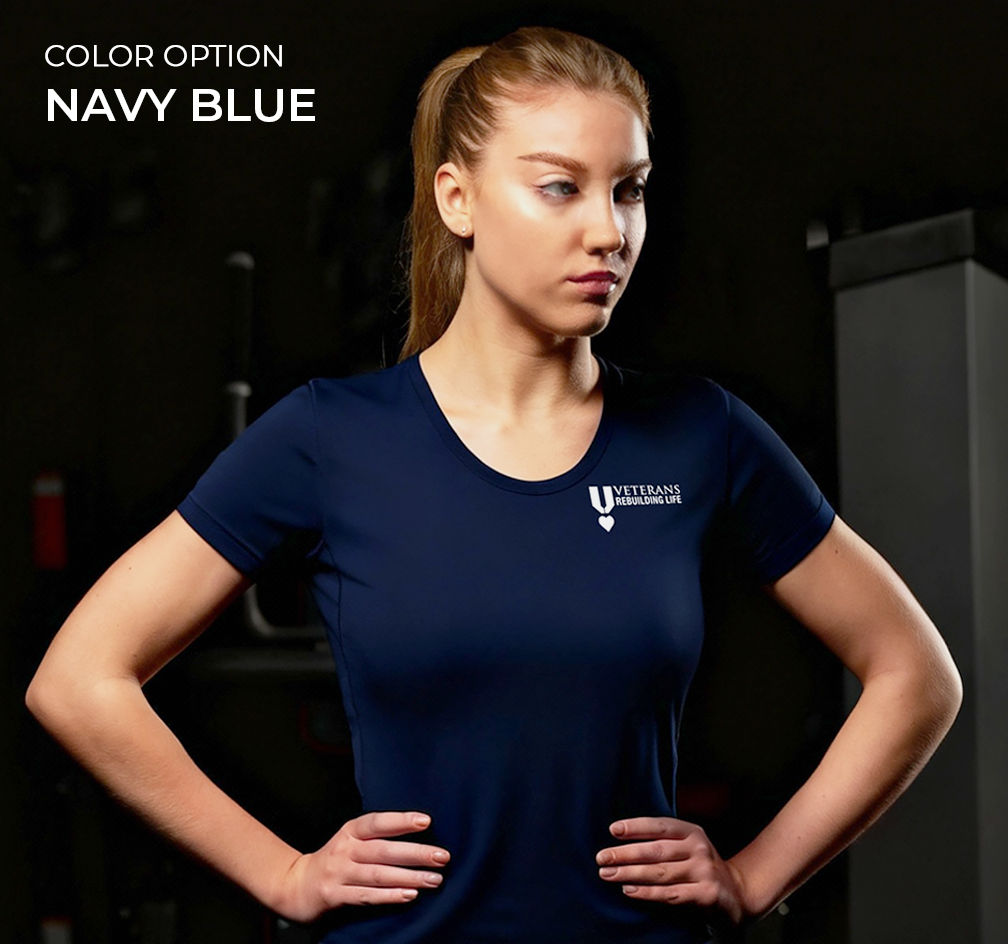 Women's T-Shirt color option: Navy Blue, available in Medium, Large, X-large.